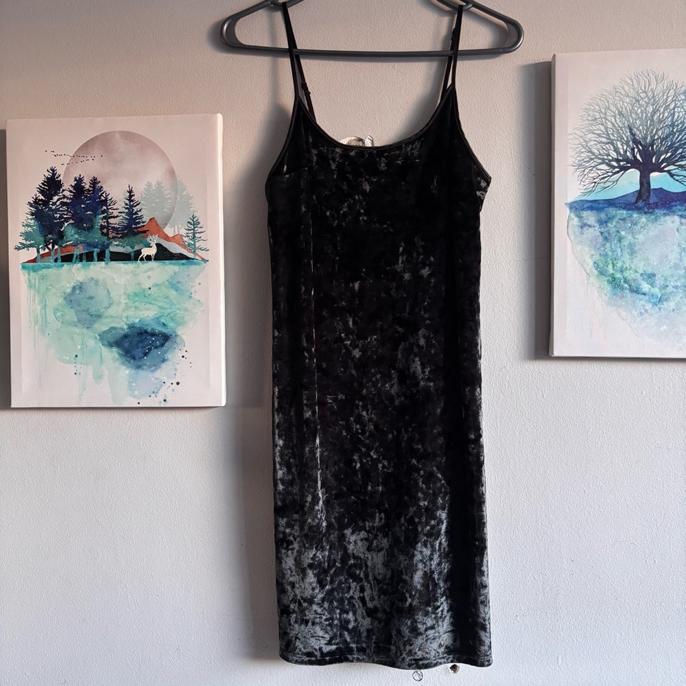 Victoria's Secret Elegant Black Velvet Slip Dress XS/S